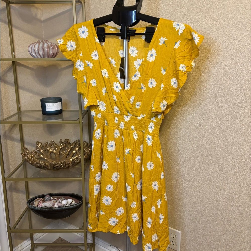 Forever 21 Yellow Daisy Wrap Dress Small Cottagecore Floral